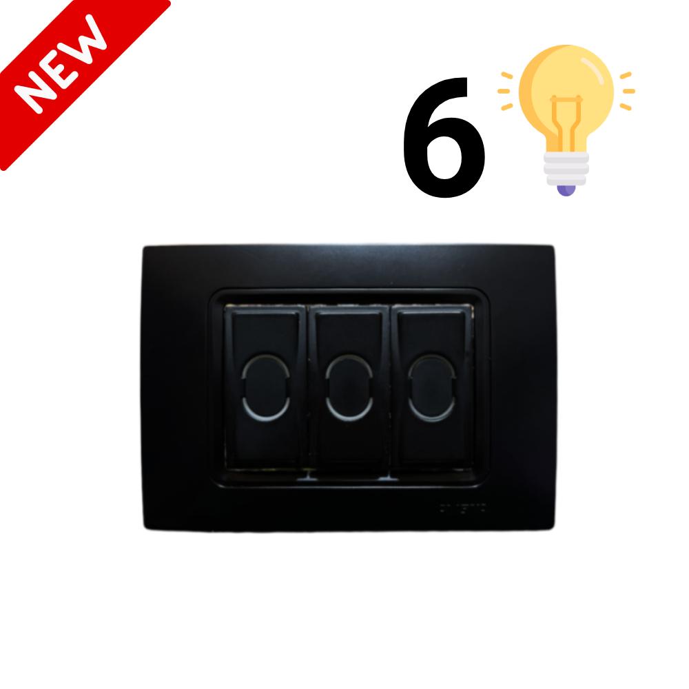 AION 6 Channel Light Switch - Black